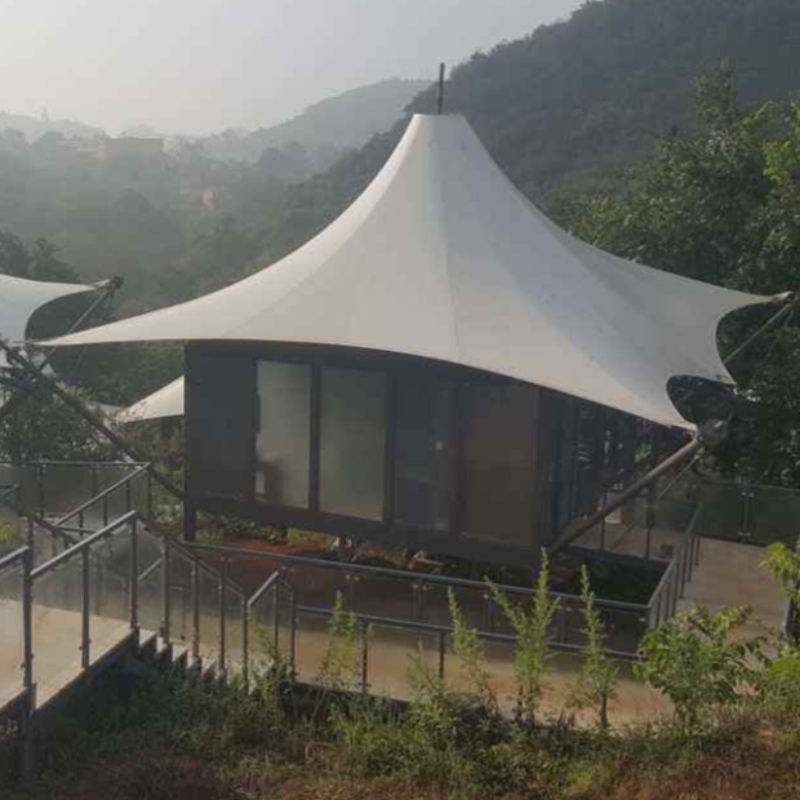 Prefab Easy To Install Big Size Metal PVDF Fabric Structure Glamping Houses Tent For Hotel In China