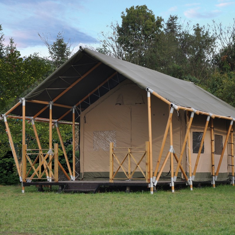 Wooden structure canvas camp glamping tent