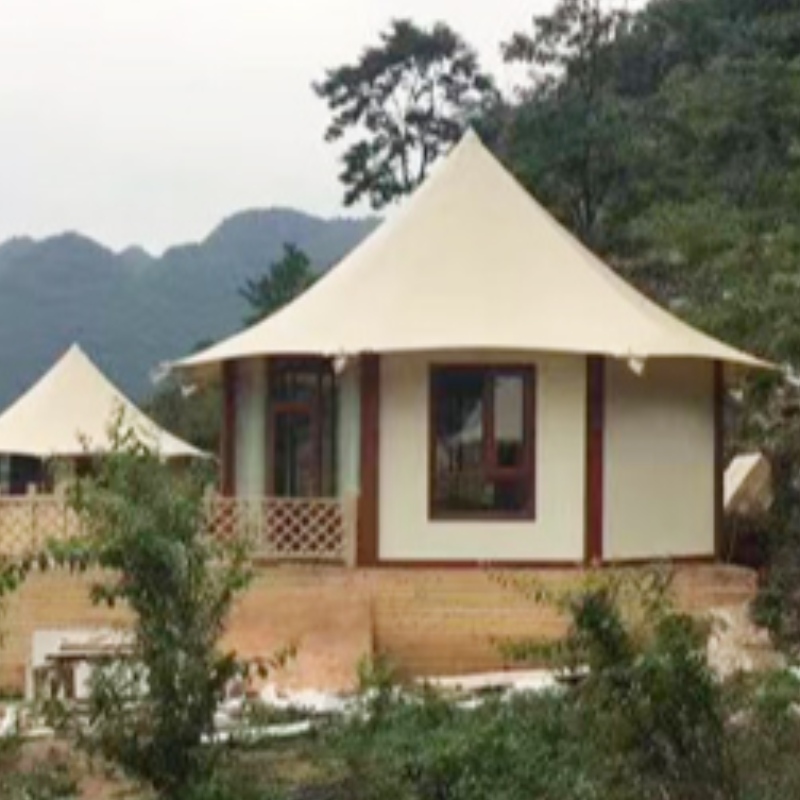 Prefab Houses Calcium Silicate Board Wall Stretched Cable Membrane Structure Villa Tent For 2 people